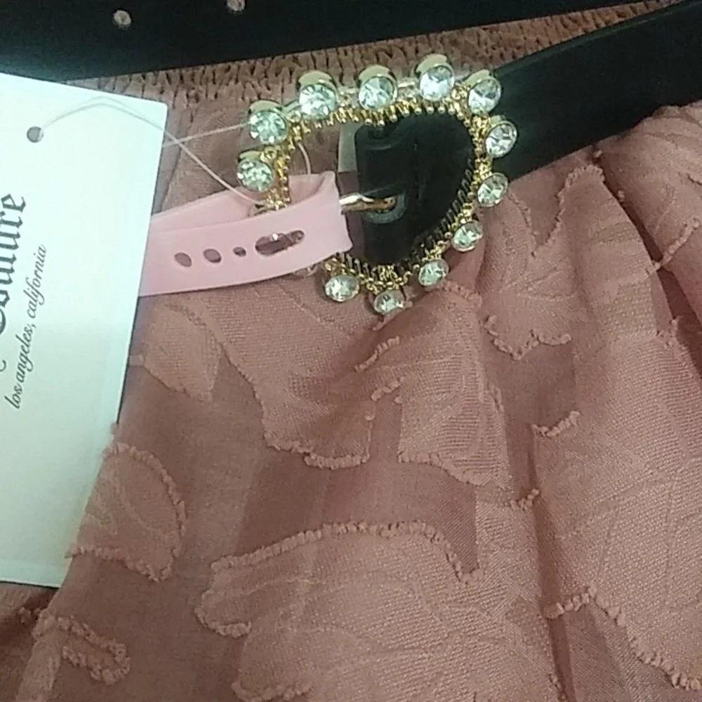 NWT JUICY COUTURE BELT Heart Rhinestone Black - Picture 2 of 4